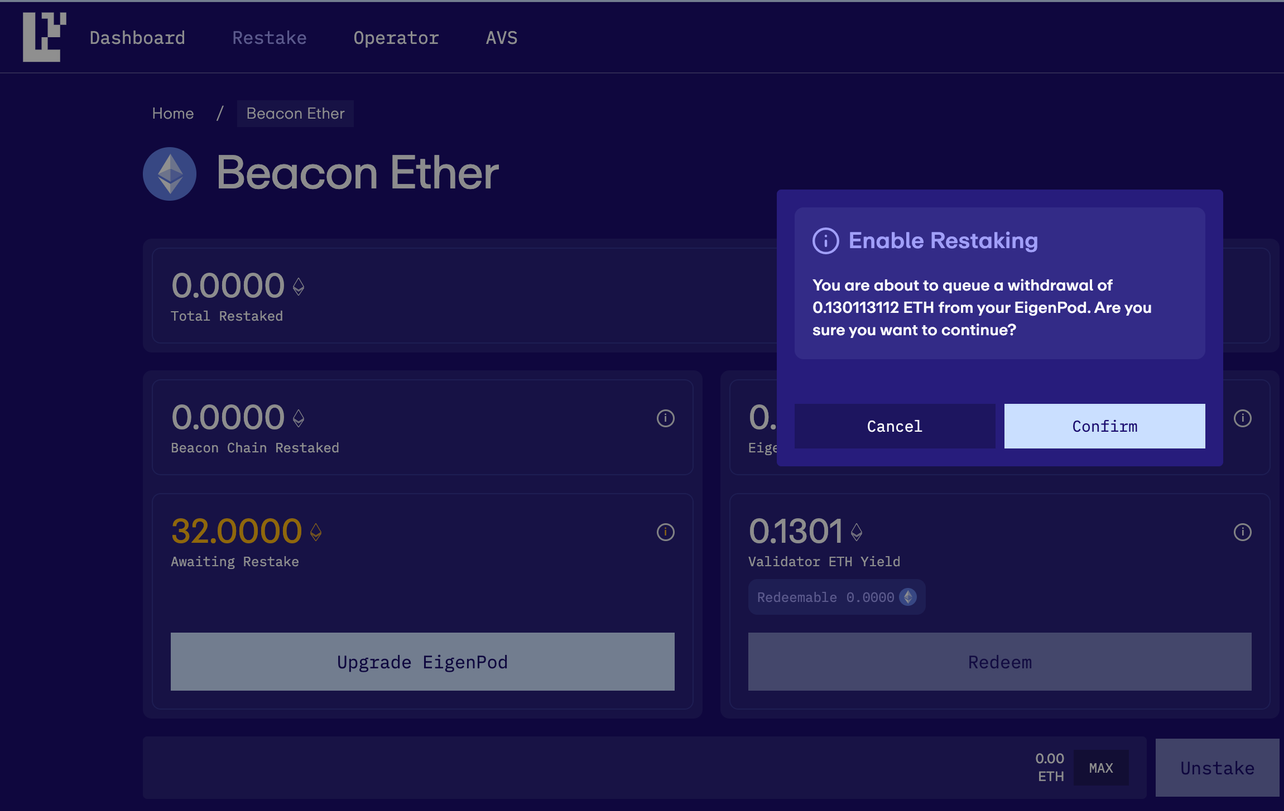 EigenLayer AVS dashboard 2024